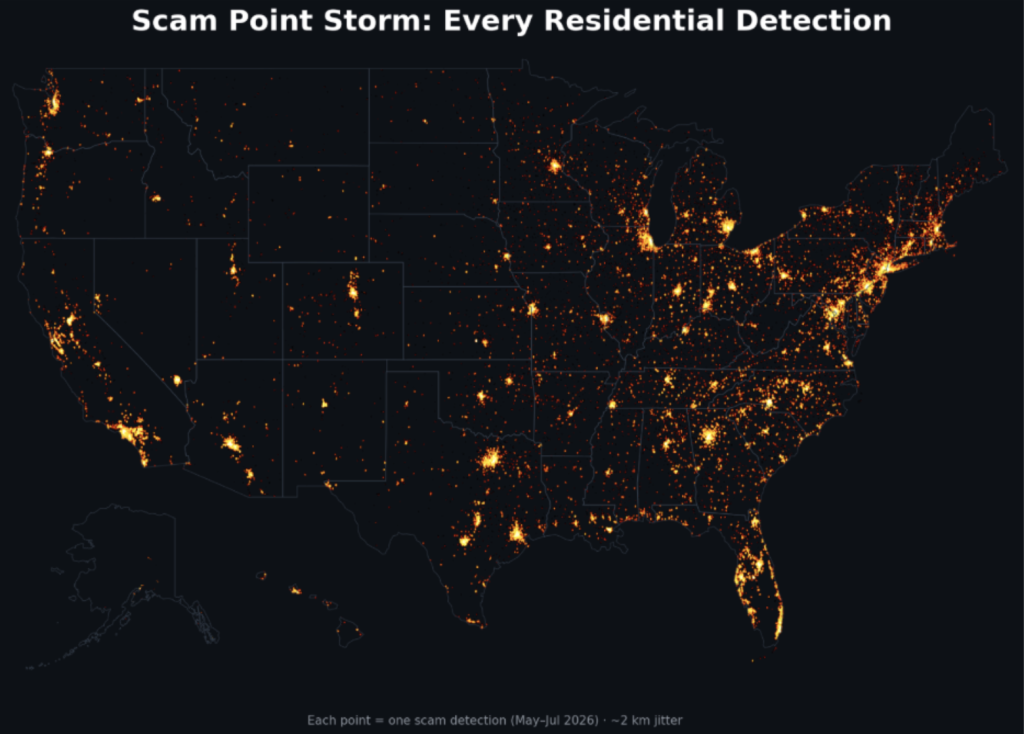 From our McAfee Labs Research: This shows approximate location of all the scams received